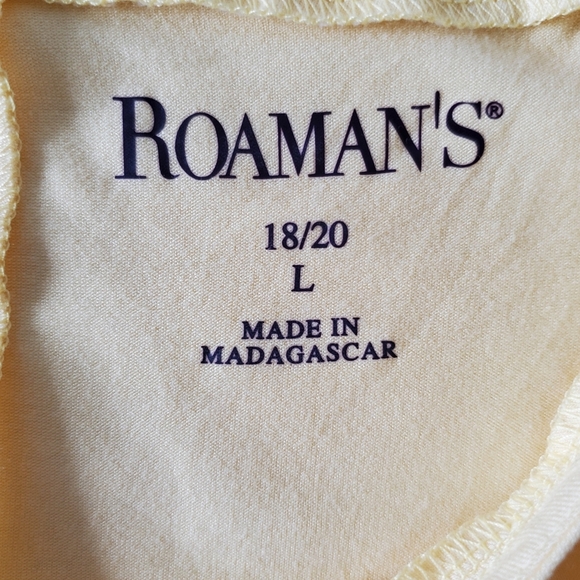Roaman's Asymmetric Hem Tunic Size 18/20 Butter Yellow A-line Lightweight Top - Picture 8 of 10